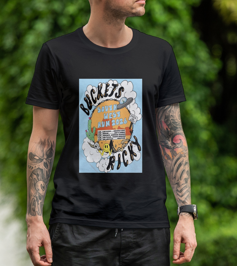 Buckets Ricky South West Run 2026 San Diego To Los Angeles Tour Dates UFO Cactus T-Shirt