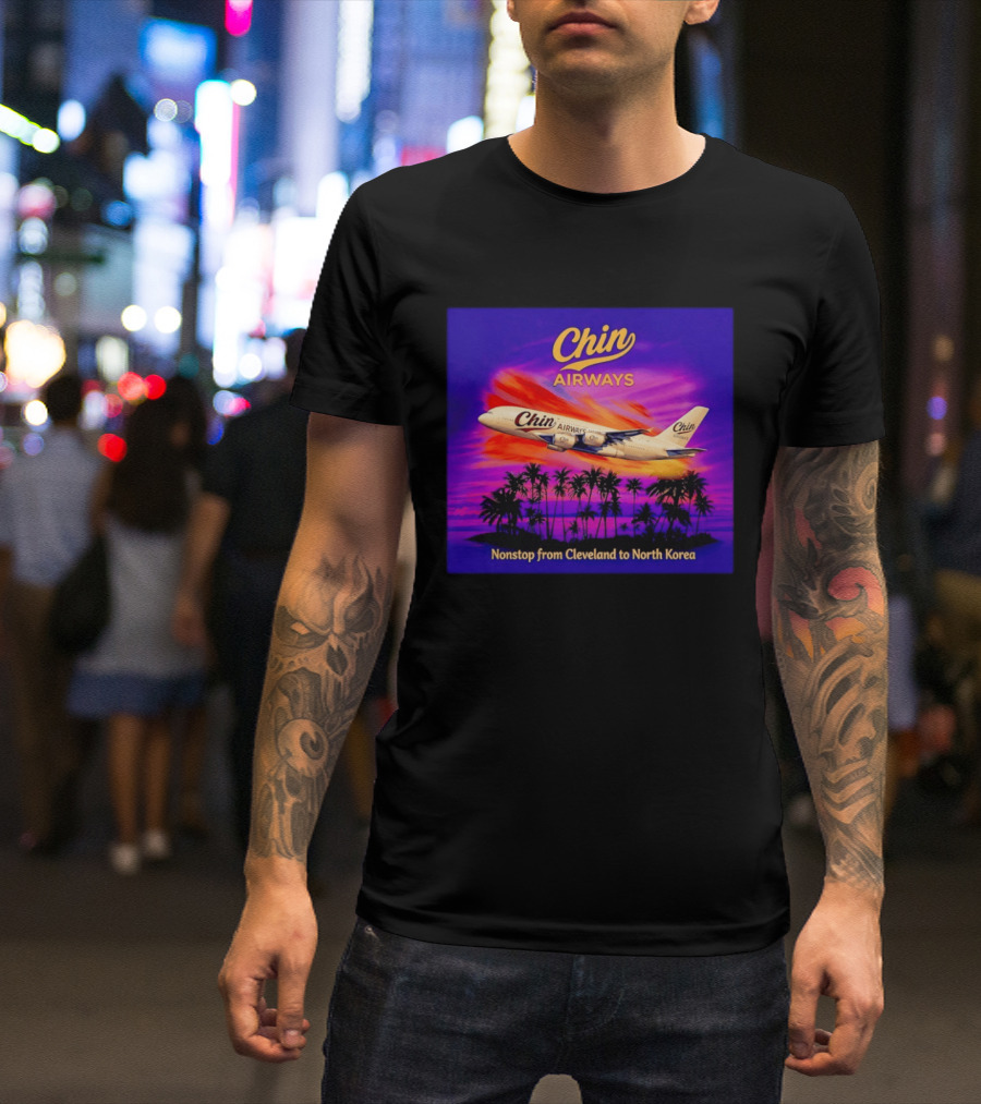 Chin Airways Nonstop Flight From Cleveland To North Korea Exotic Travel Adventure T-Shirt