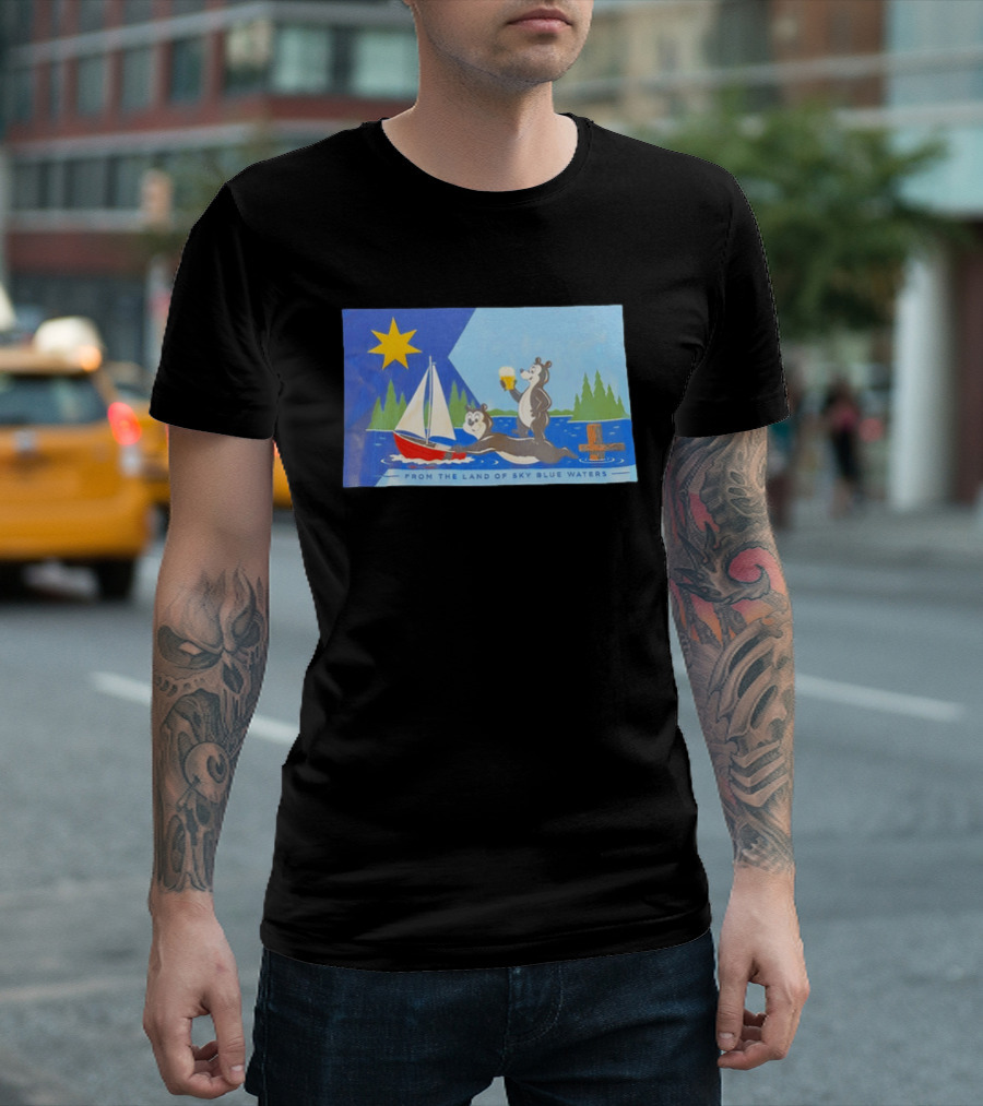 From The Land Of Sky Blue Waters Bears With Boat And Beer T-Shirt