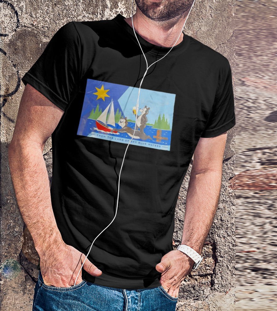 From The Land Of Sky Blue Waters Bears With Boat And Beer T-Shirt