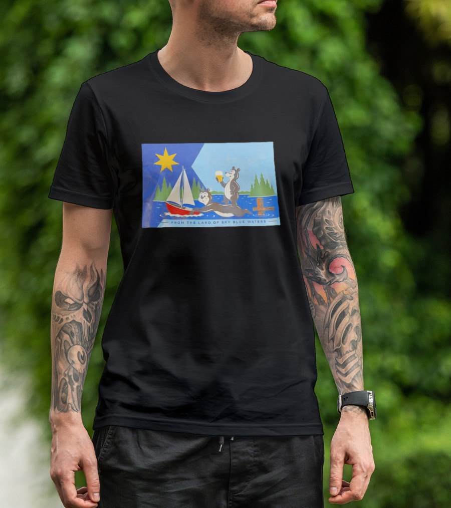 From The Land Of Sky Blue Waters Bears With Boat And Beer T-Shirt