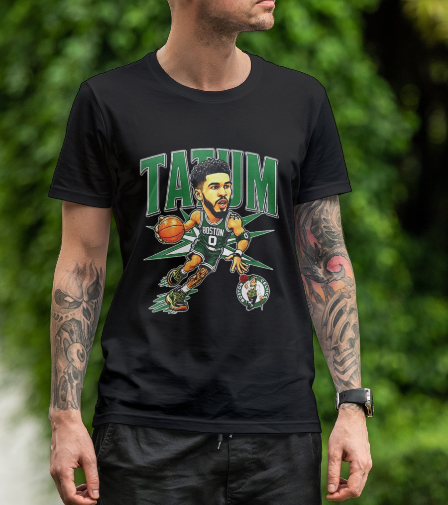Jayson Tatum Boston Celtics NBA 2026 Big Head Cartoon Style Basketball Player T-Shirt