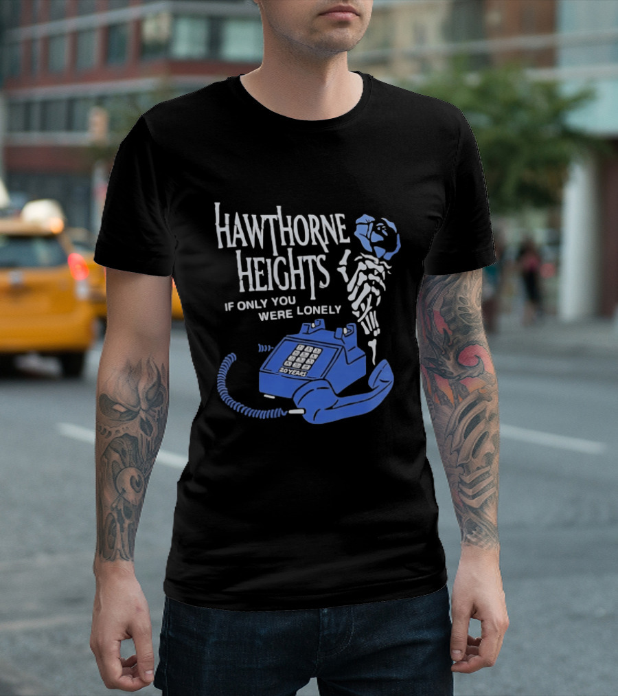 Hawthorne Heights If Only You Were Lonely 20 Years Skeleton With Blue Telephone T-Shirt