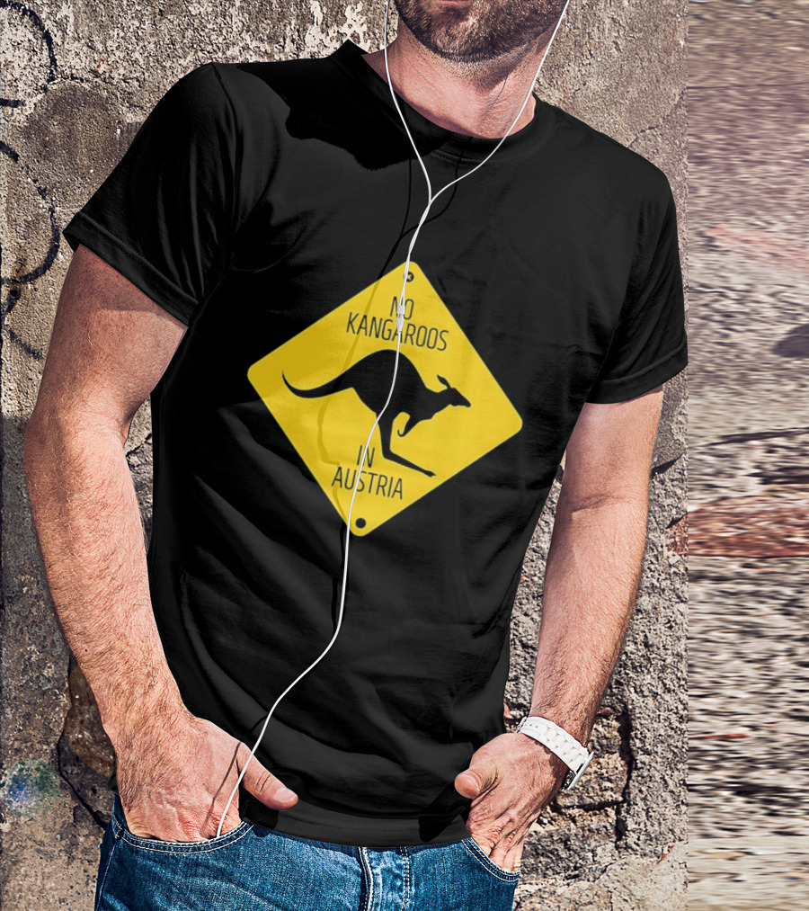 No Kangaroos In Austria Humorous Yellow Sign T-Shirt