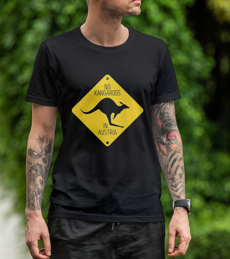 No Kangaroos In Austria Humorous Yellow Sign T-Shirt