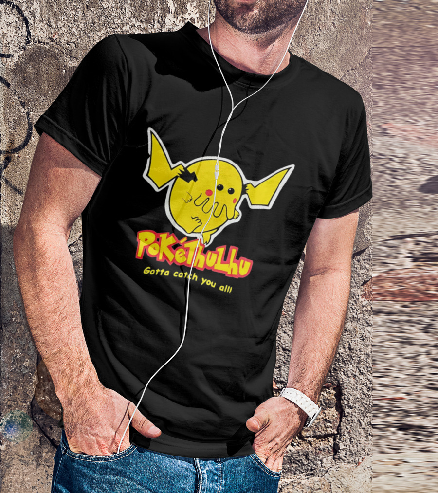 Pokethulhu Gotta Catch You All Yellow Hybrid T-Shirt