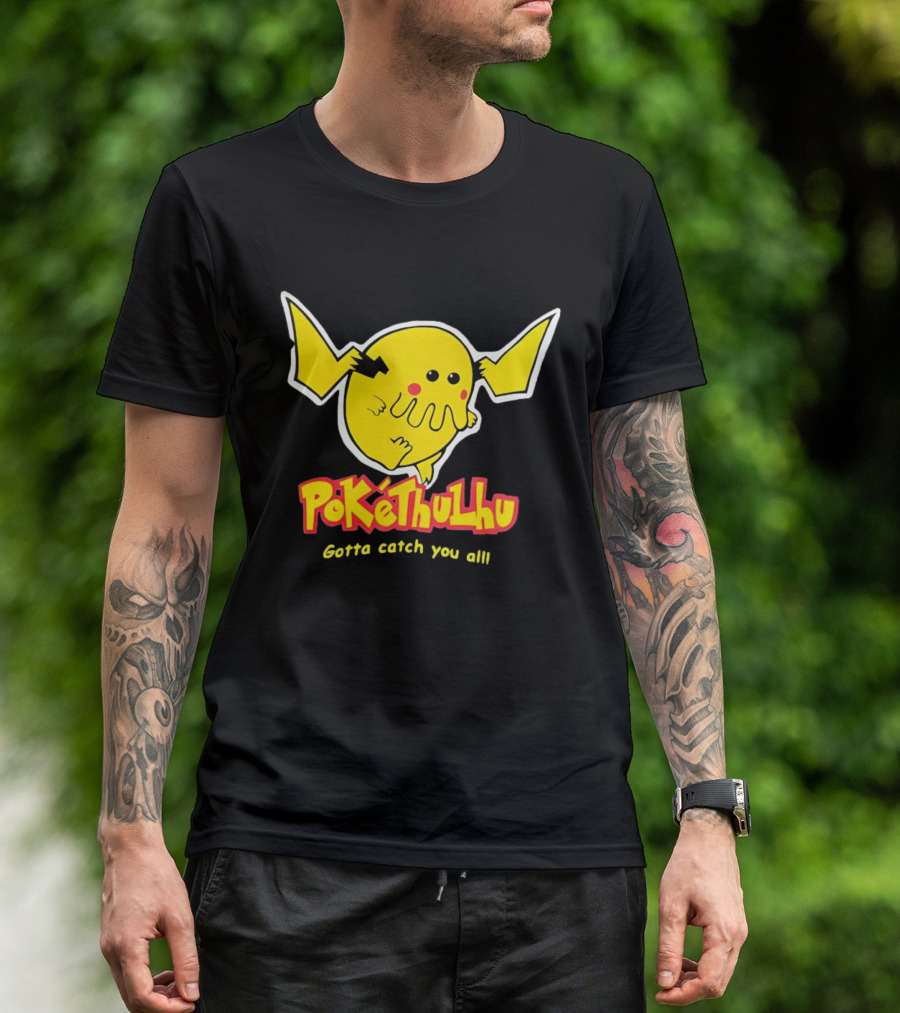 Pokethulhu Gotta Catch You All Yellow Hybrid T-Shirt