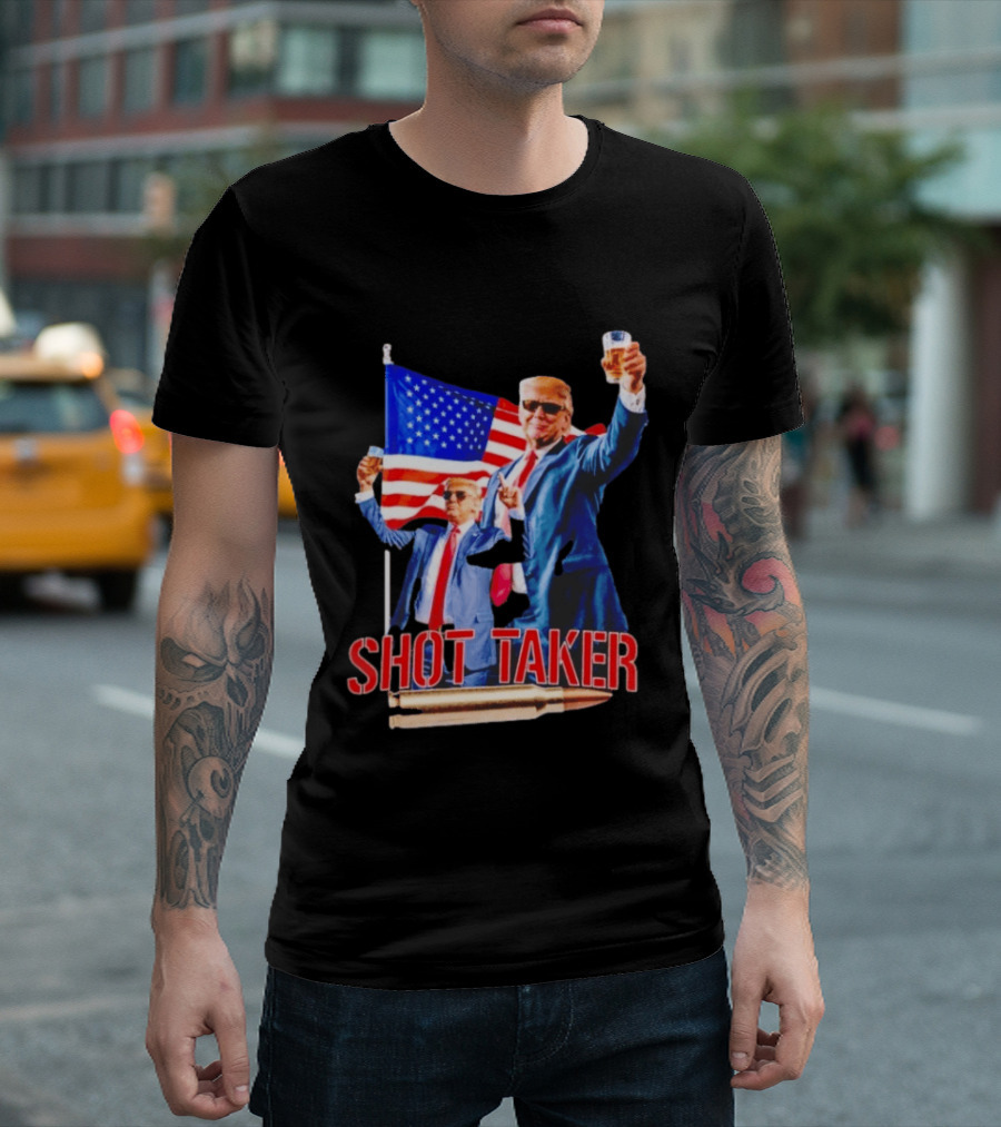 Shot Taker USA President American Flag Beer T-Shirt