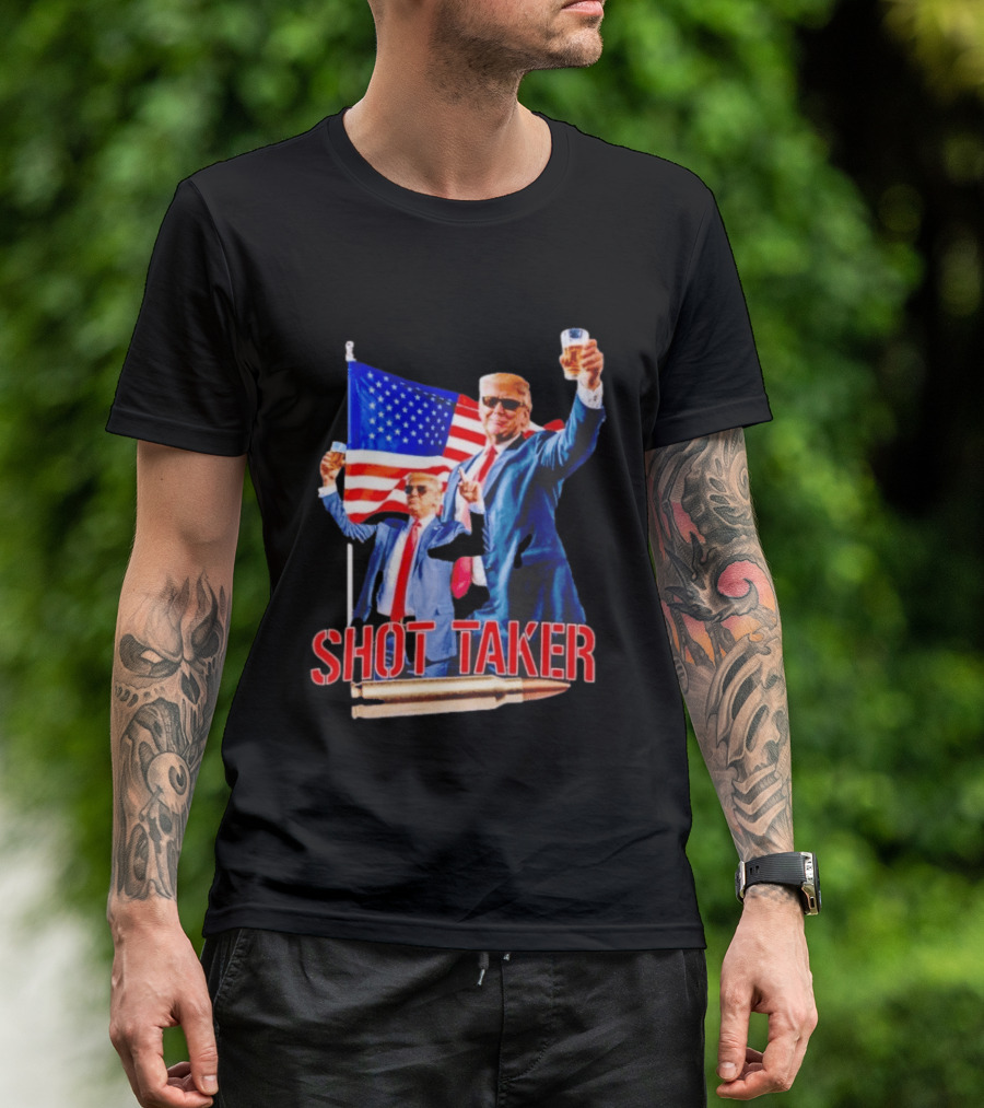 Shot Taker USA President American Flag Beer T-Shirt