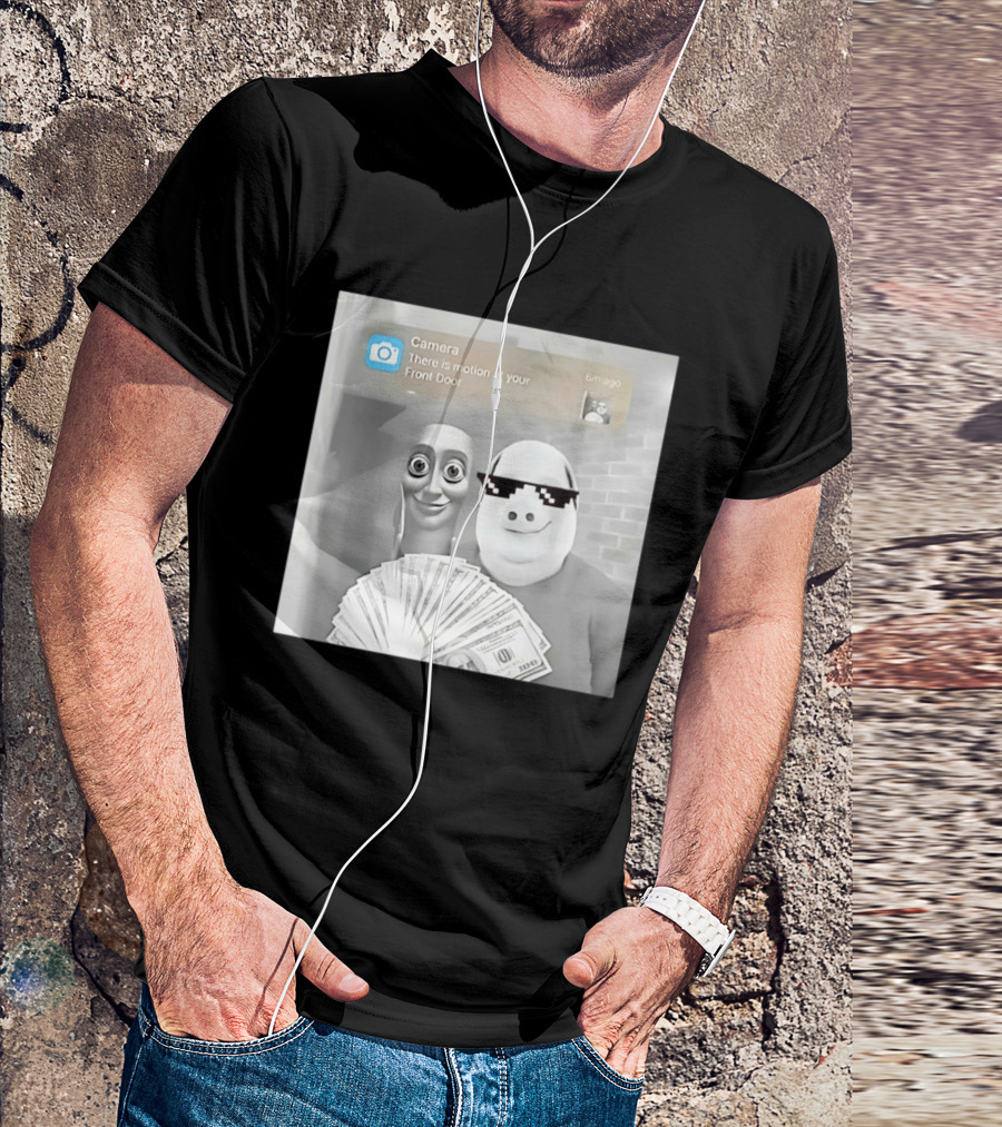 Tung Tung Sahur John Pork Meme With Motion Alert And Money Stack T-Shirt