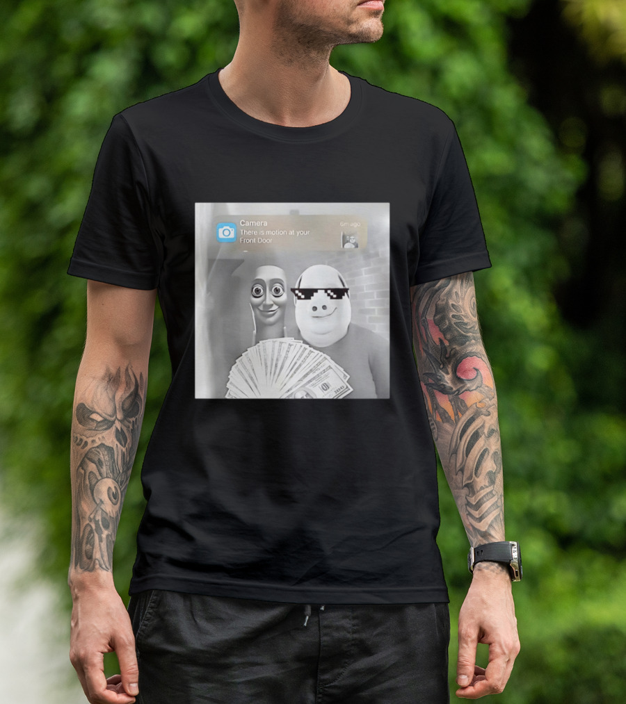 Tung Tung Sahur John Pork Meme With Motion Alert And Money Stack T-Shirt