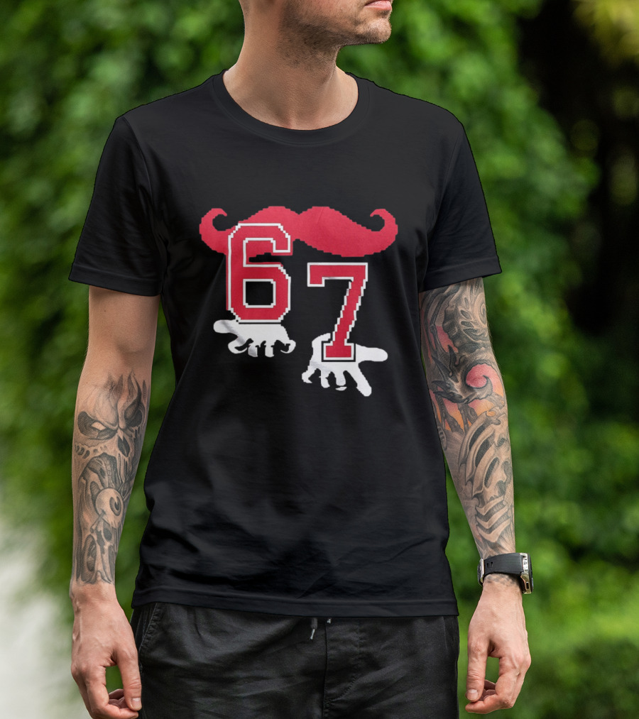 Cincinnati Reds Baseball 67 Red Mustache T-Shirt