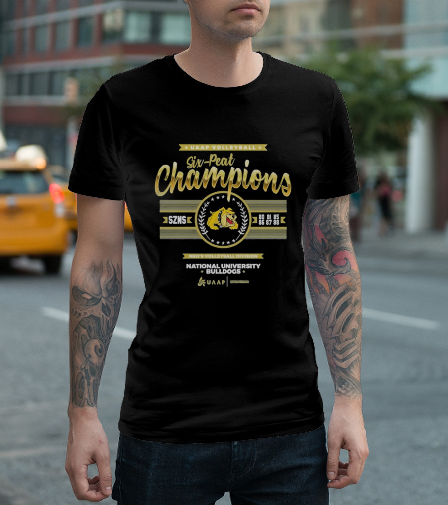 UAAP Volleyball Six Peat Champions National University Bulldogs Men's Volleyball Division T-Shirt