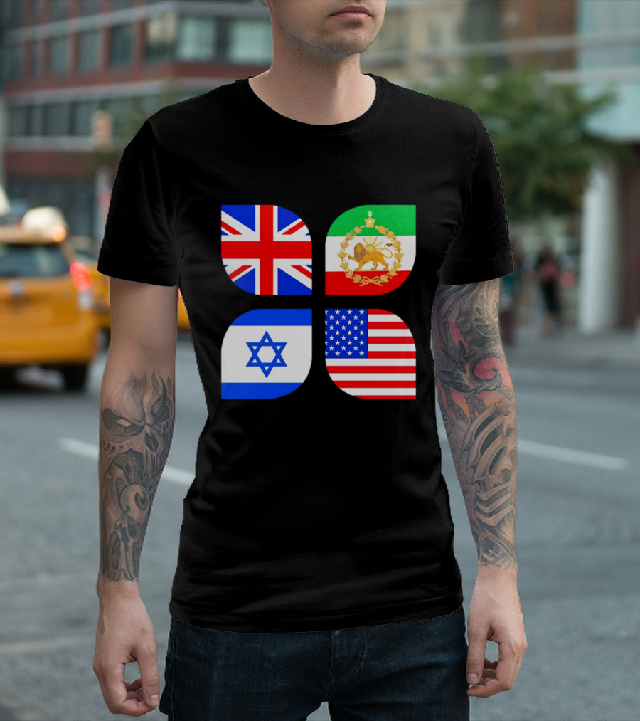 Union Jack British Flag Iranian Lion Israel Star USA Stars And Stripes Flags T-Shirt