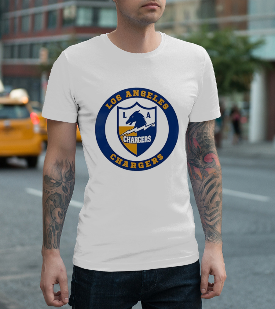 Los Angeles Chargers L.A. Horse Shield Blue And Gold T-Shirt