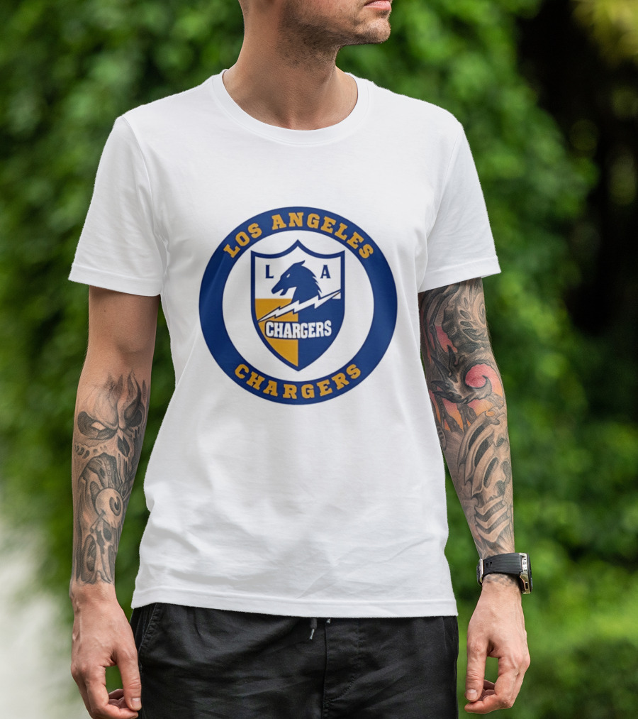 Los Angeles Chargers L.A. Horse Shield Blue And Gold T-Shirt
