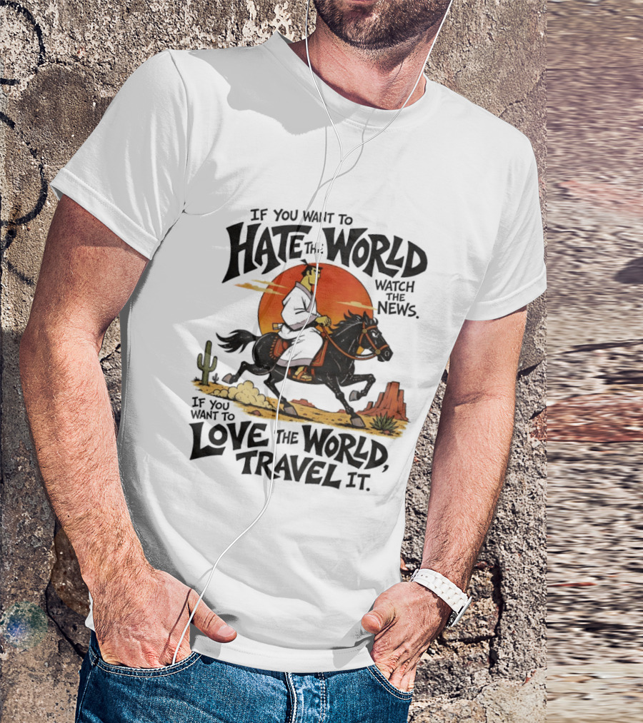 Samurai Jack Riding Black Horse In Desert Sunset Adventure The News Love The World Travel It T-Shirt