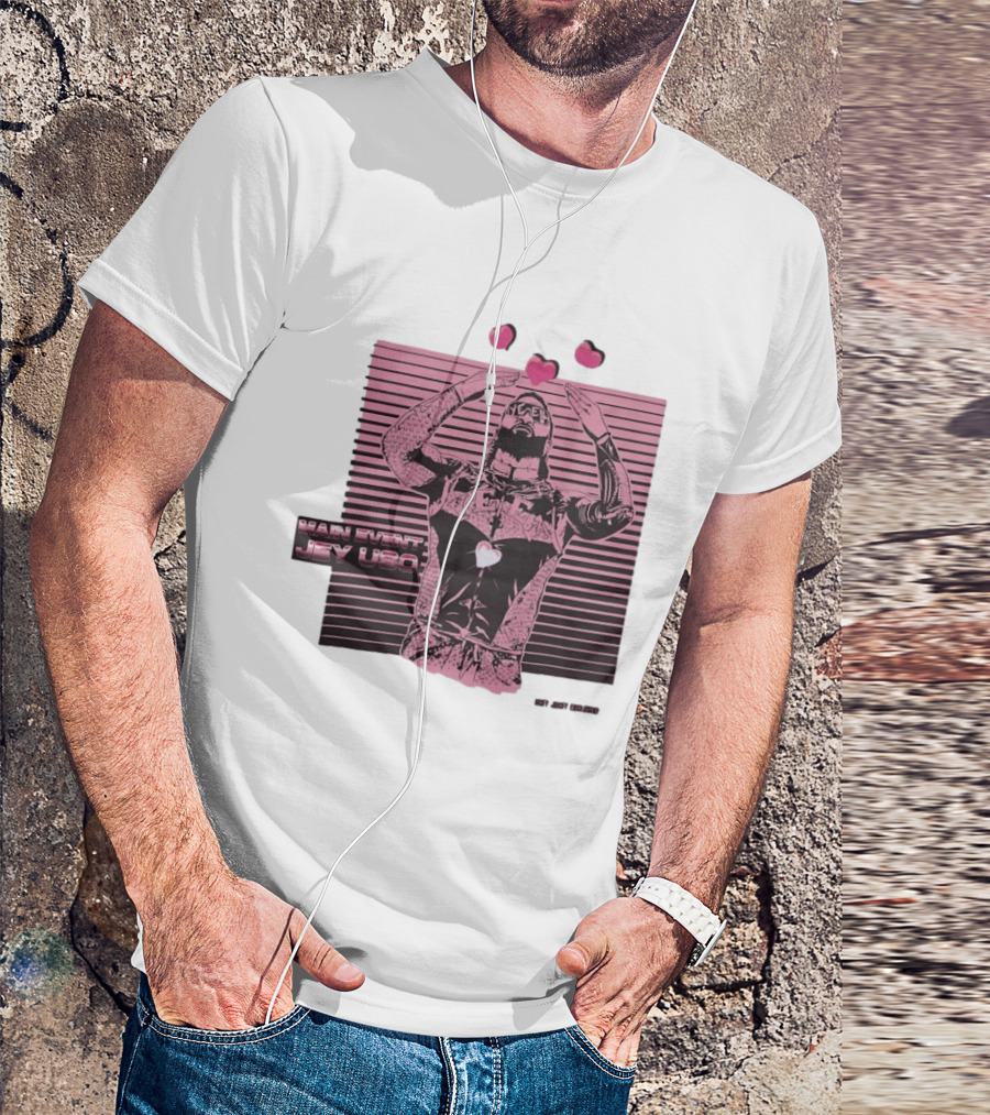 Main Event Jey Uso Ucey Jucey Pink Neon Heart Exclusive T-Shirt
