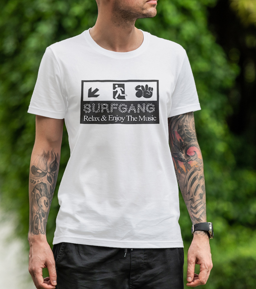 Surf Gang Relax And Enjoy The Music Icon Wave Peace Arrow T-Shirt