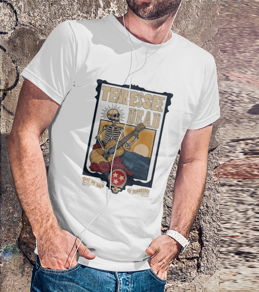 Tennessee Dead Skeleton Playing Guitar With Sun And Roses T-Shirt