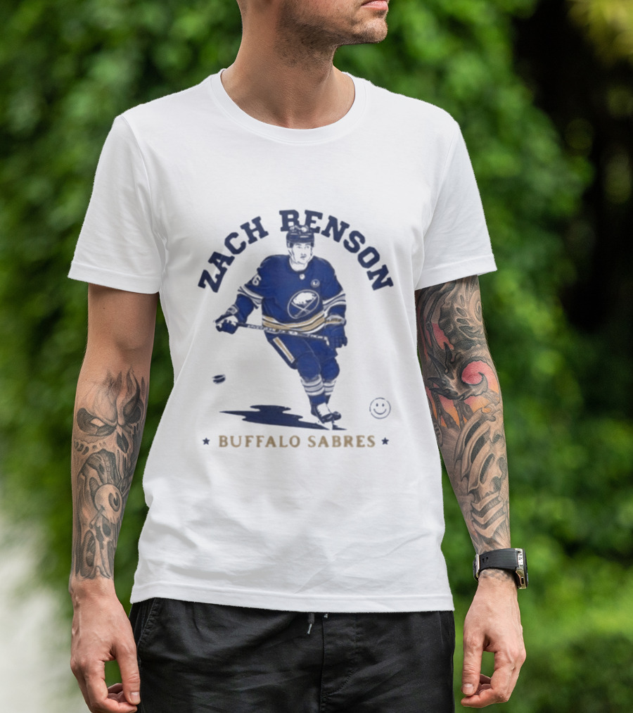 Zach Benson Buffalo Sabres Hockey Player Sketch T-Shirt