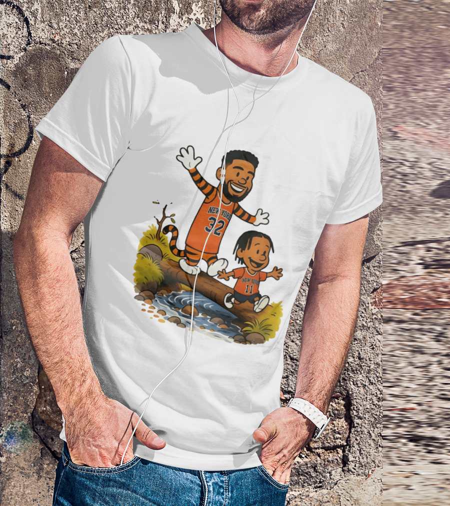 Calvin And Hobbes Crossover Karl Anthony Towns Jalen Brunson New York Knicks Basketball T-Shirt