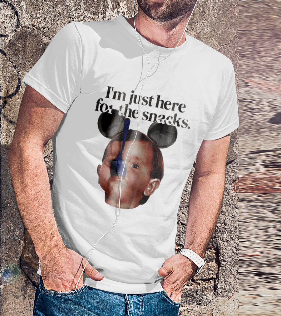 I'm Just Here For The Snacks Mickey Shaped Ears Spoon Face T-Shirt