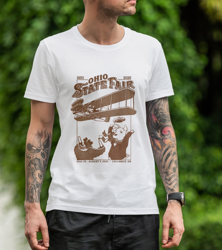 Ohio State Fair 1850 2026 July 29 August 9 Columbus Airplane And Animals T-Shirt