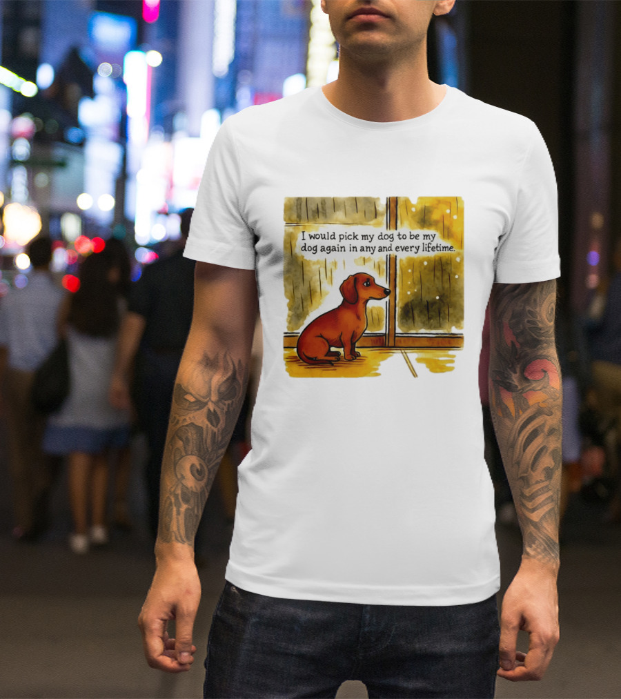 I Would Pick My Dog To Be My Dog Again In Any And Every Lifetime Dachshund By Window T-Shirt