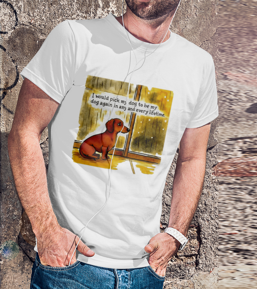 I Would Pick My Dog To Be My Dog Again In Any And Every Lifetime Dachshund By Window T-Shirt