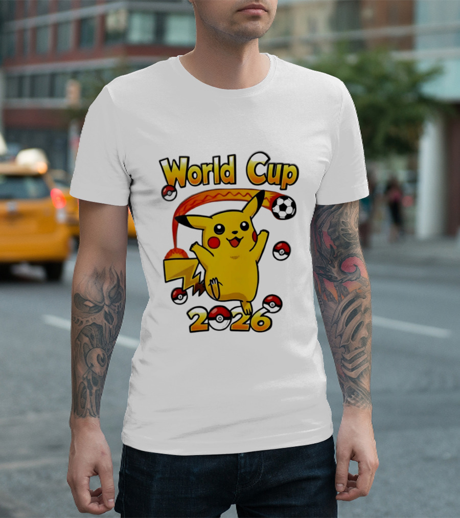World Cup 2026 Pokémon Pikachu Soccer Poké Balls T-Shirt
