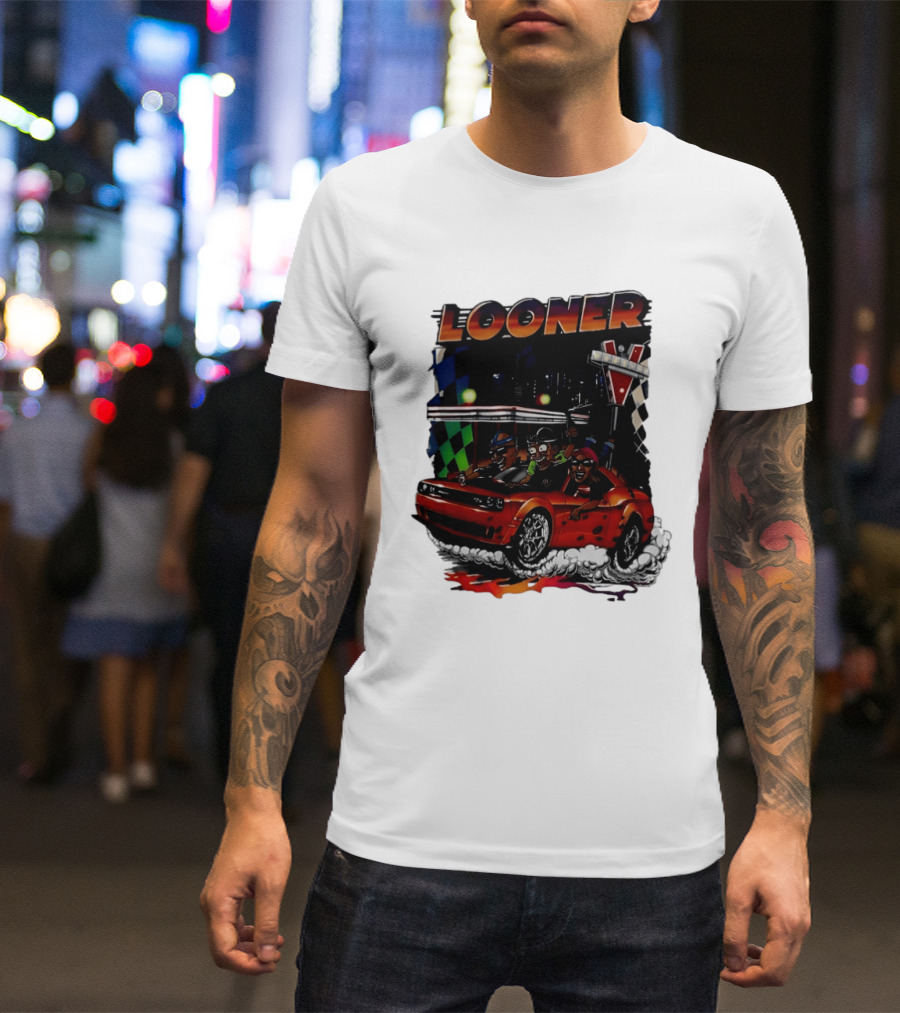 Looner Cartoon Car Race Adventure T-Shirt