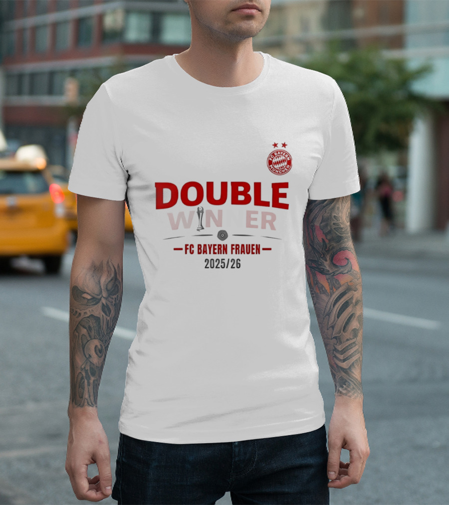 Double Winner FC Bayern Frauen 2025 2026 Championship Victory T-Shirt