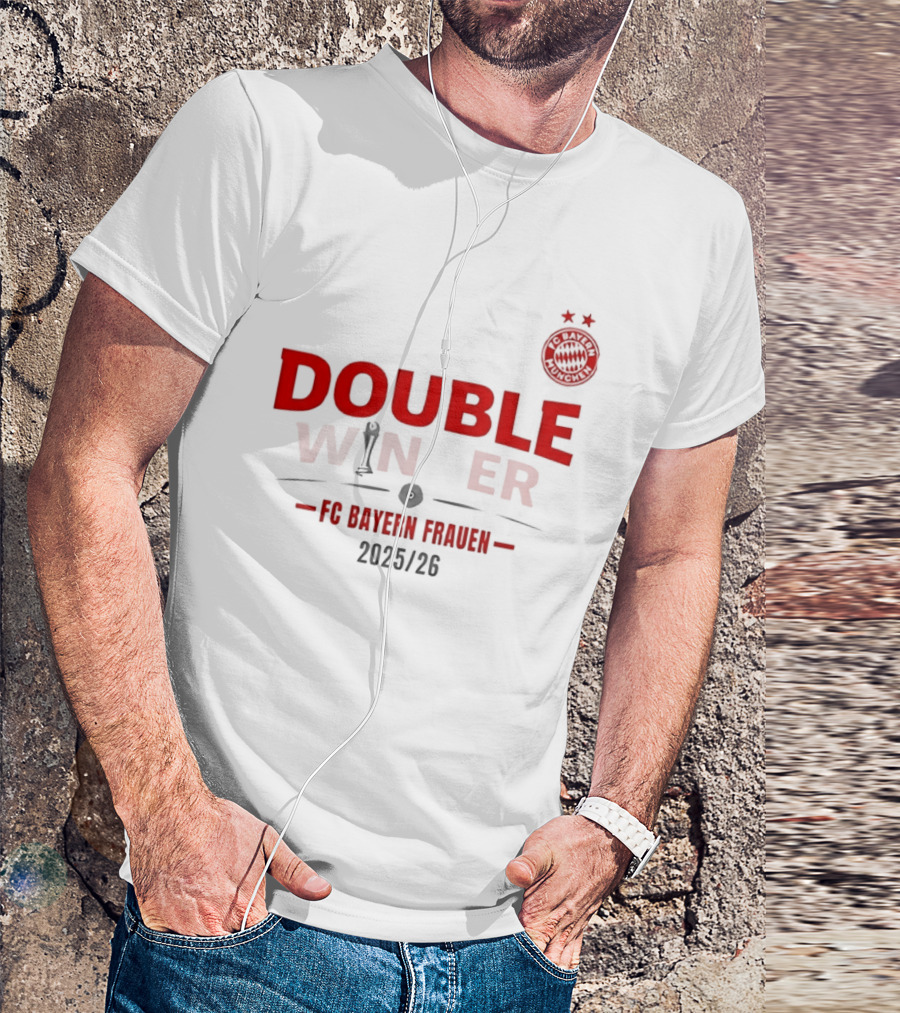 Double Winner FC Bayern Frauen 2025 2026 Championship Victory T-Shirt