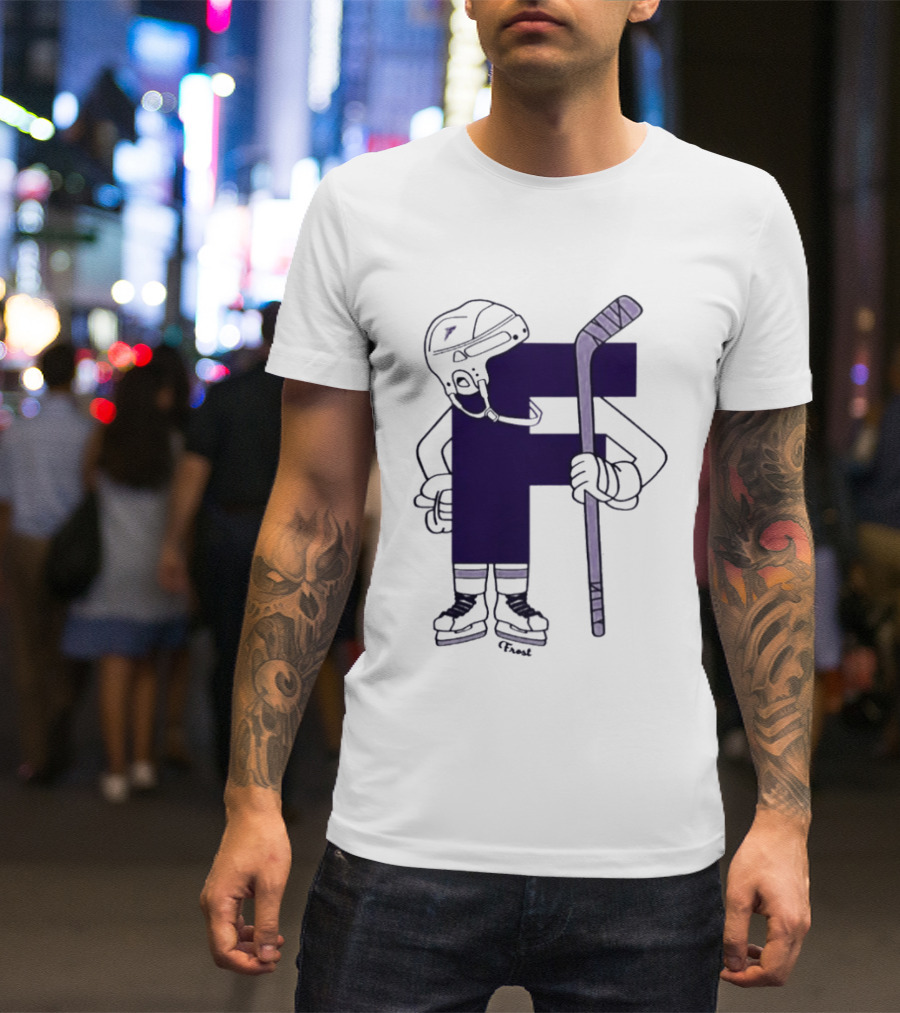 Minnesota Frost Hockey Character With Stick And Helmet T-Shirt