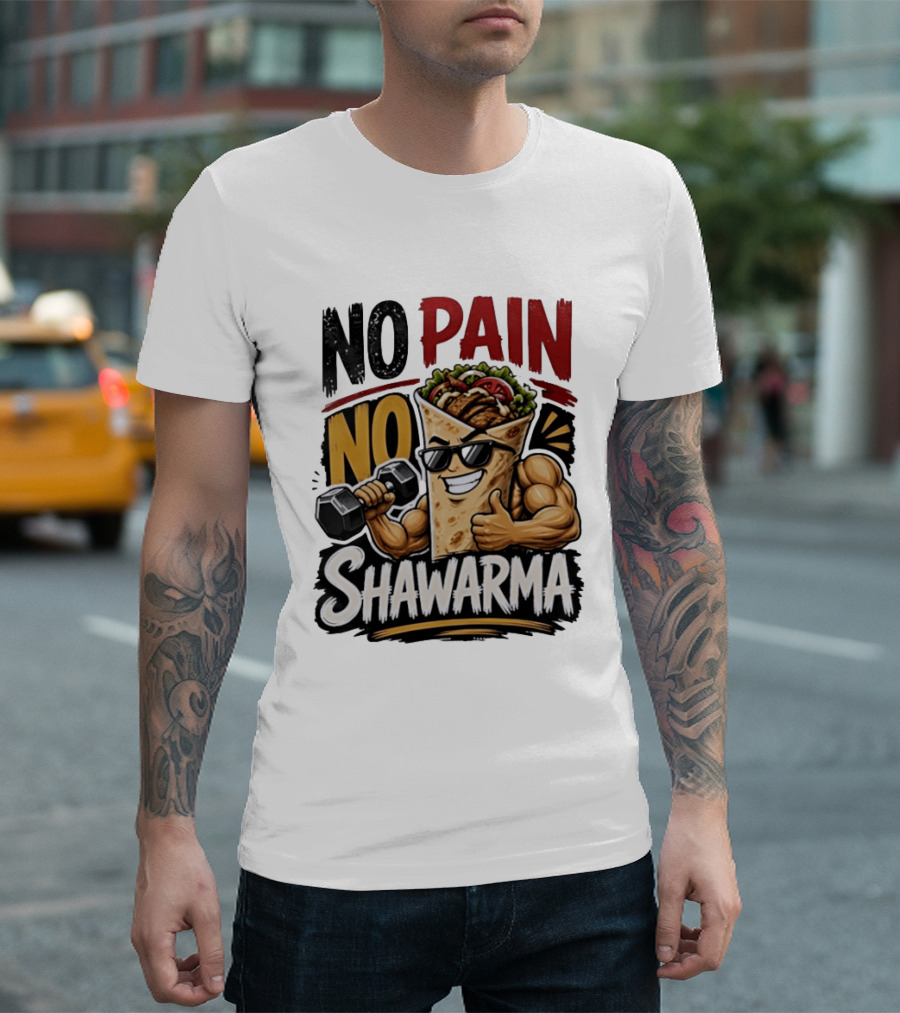 No Pain No Shawarma Workout Motivational Shawarma T-Shirt