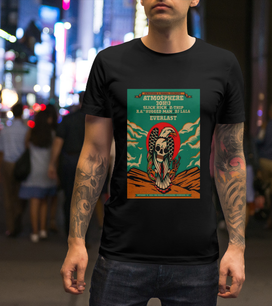 Atmosphere Friends Colorado Slick Rick Red Rocks September 19 2026 Morrison CO T-Shirt