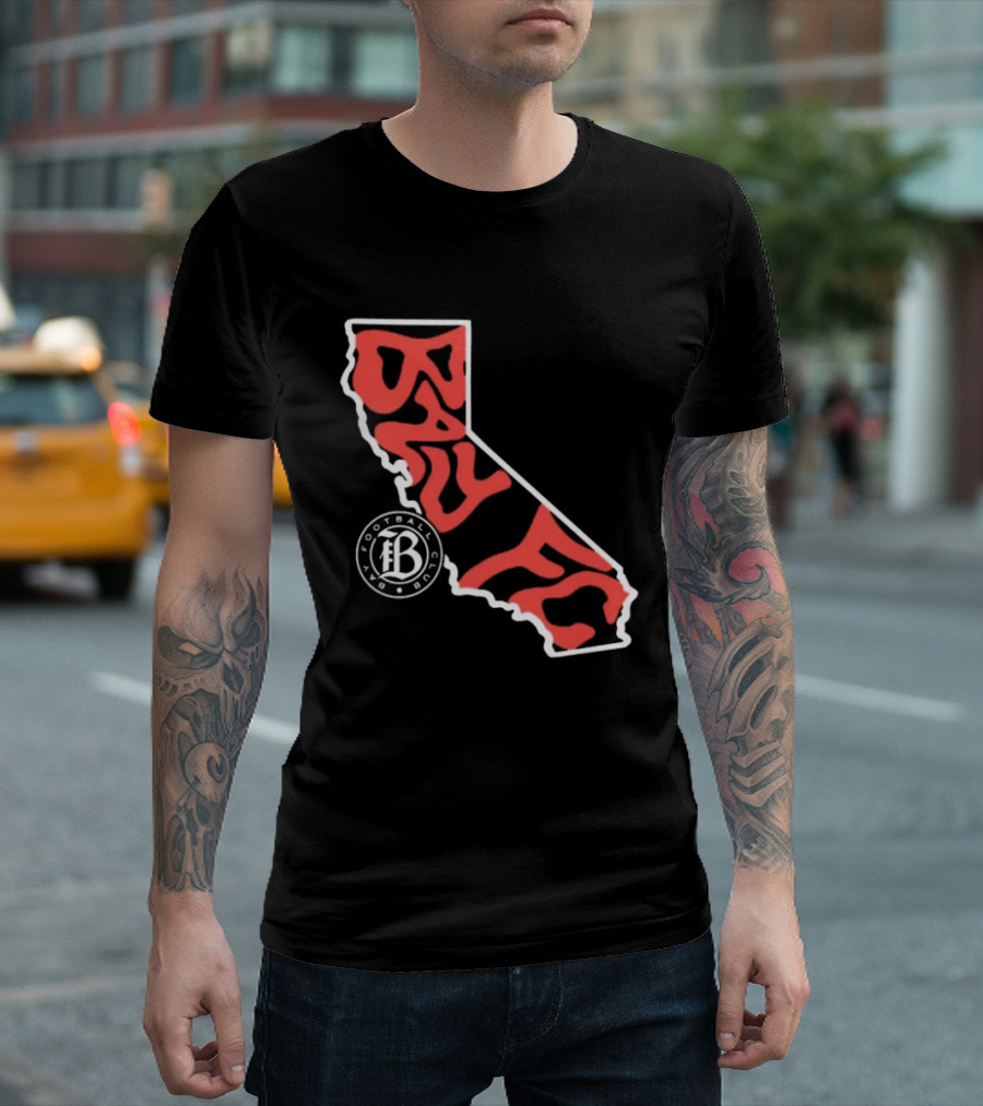 Bay FC Groovy Text California State Map Football Club T-Shirt