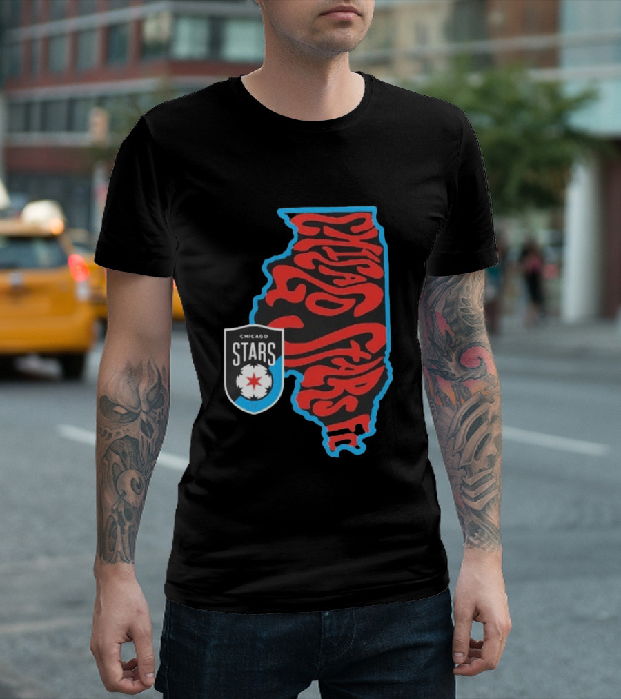 Chicago Stars FC Groovy Team State Illinois Map T-Shirt
