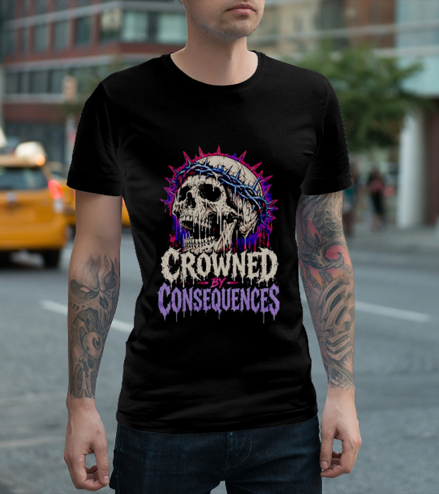 Crowned By Consequences Dark Skull Gothic Horror T-Shirt