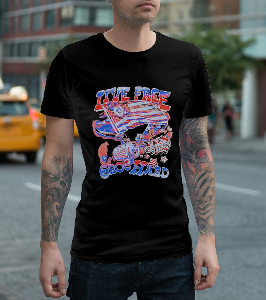 Live Free Grog Hard 2026 Grog Tour American Flag Crocodile And Beer Barrel T-Shirt