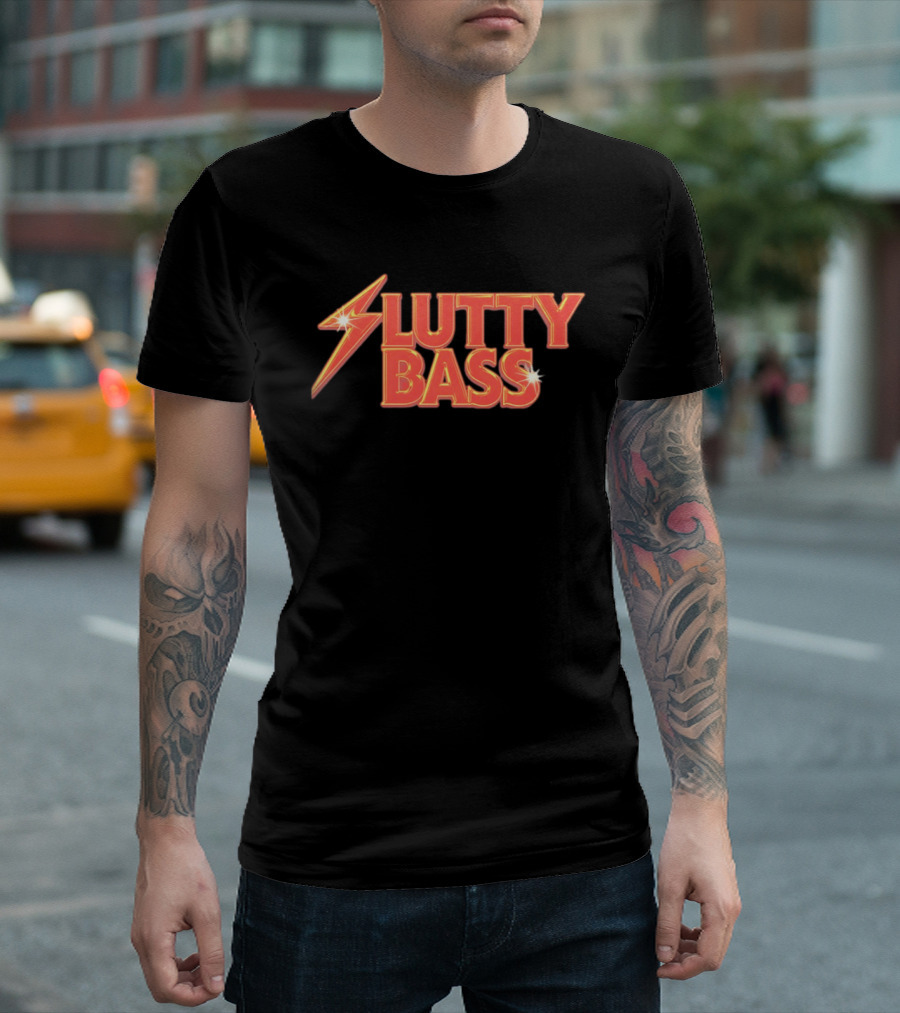 Lutty Bass Lightning Bolt Vintage Style Retro Music T-Shirt