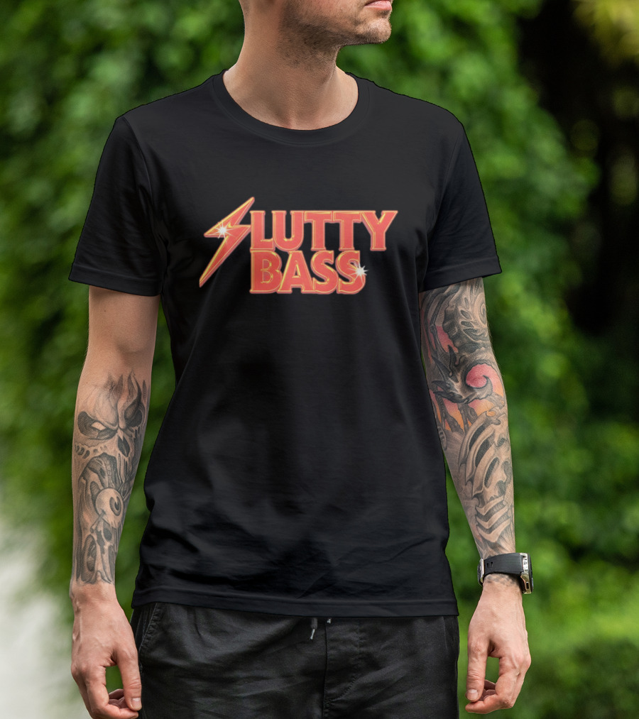 Lutty Bass Lightning Bolt Vintage Style Retro Music T-Shirt