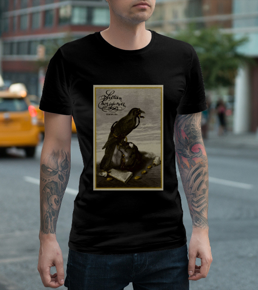 Sixteen Horsepower Europe 2026 Tour Art With Raven And Script T-Shirt