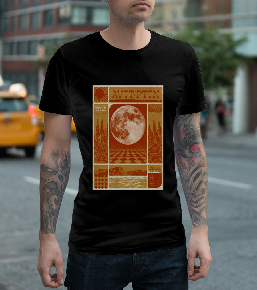The Avett Brothers AWT PTTN Moon Checkered Austin Texas Moody Center May 14 2026 T-Shirt