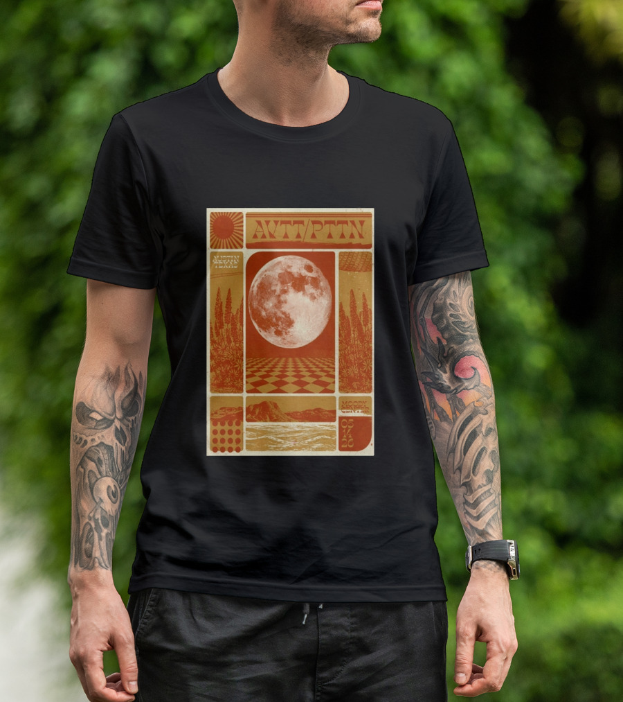 The Avett Brothers AWT PTTN Moon Checkered Austin Texas Moody Center May 14 2026 T-Shirt
