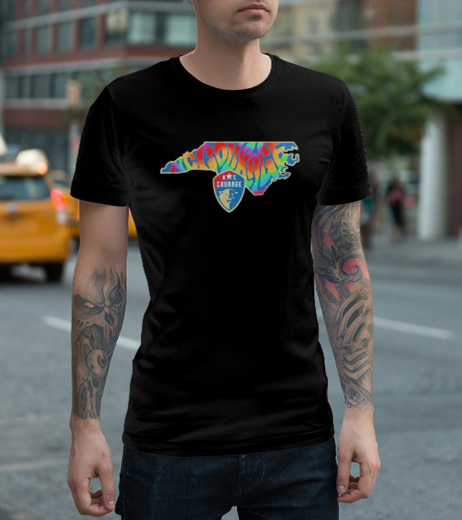 North Carolina Courage Pride State Rainbow Map T-Shirt