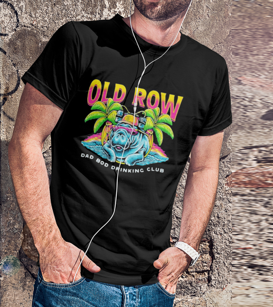 Old Row Dad Bod Drinking Club Manatee Tropical Palm Tree T-Shirt