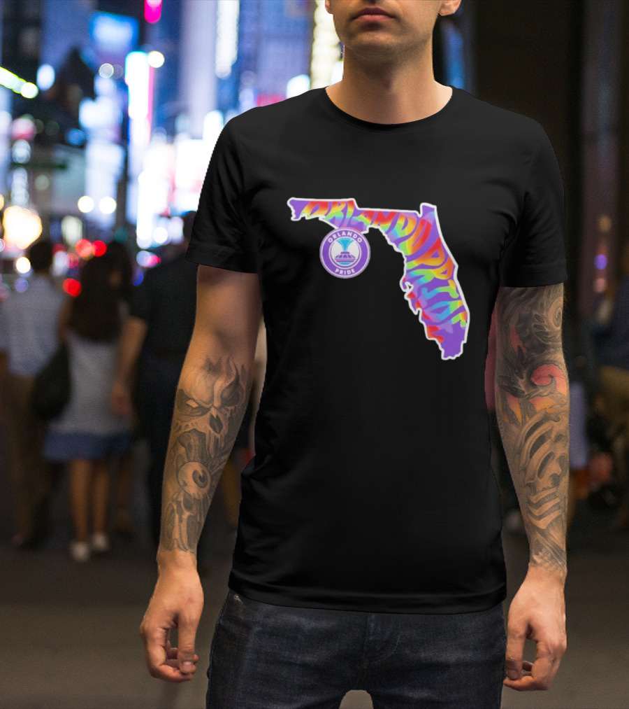 Orlando Pride Groovy Rainbow Florida Map T-Shirt