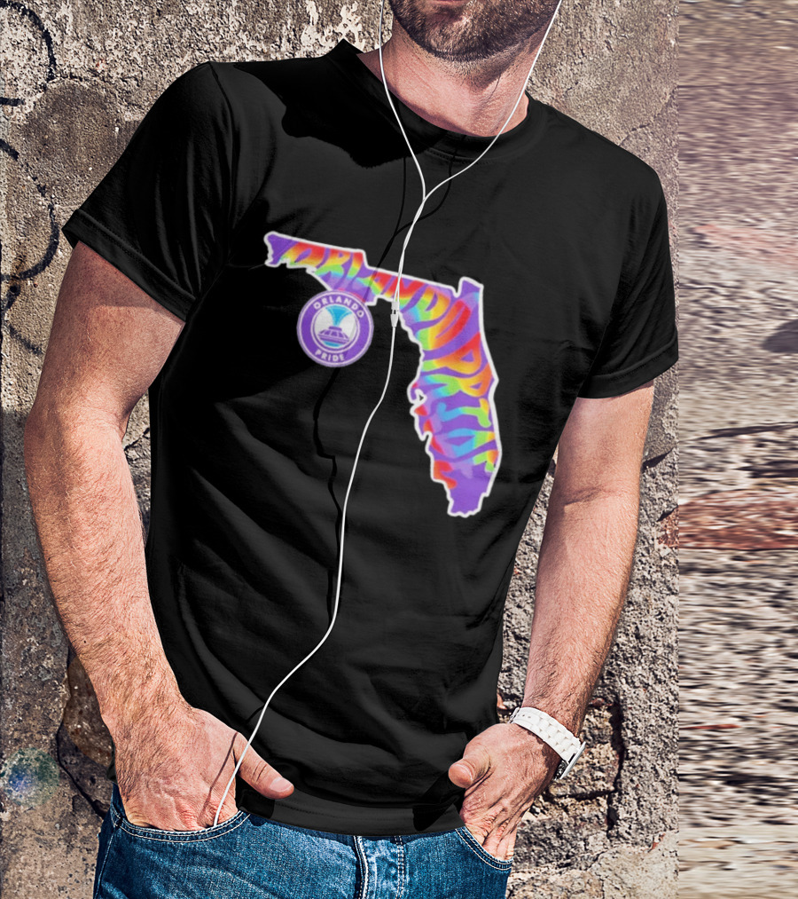 Orlando Pride Groovy Rainbow Florida Map T-Shirt
